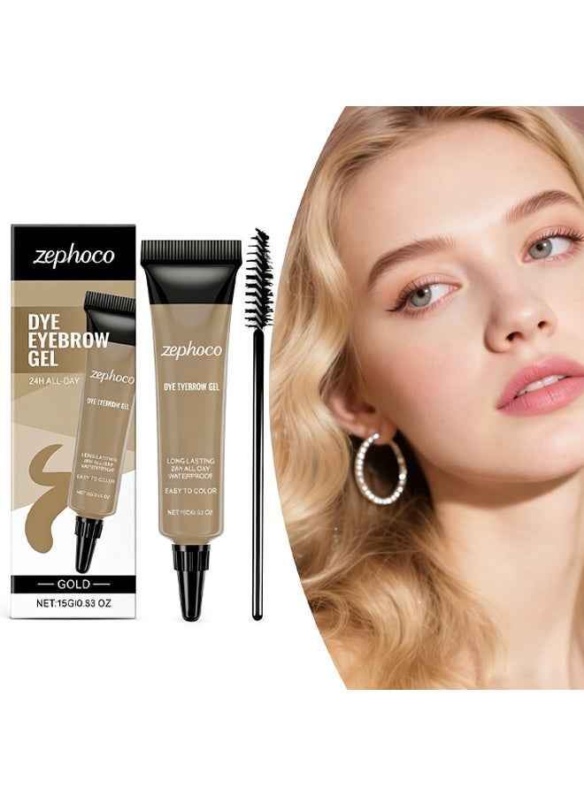 zephoco Golden Waterproof Long-lasting Eyebrow Gel- Smooth Texture for Daily Application, Easy to Apply for Beginners 15g(#Gold) - Image 1